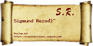 Sigmund Rezső névjegykártya
